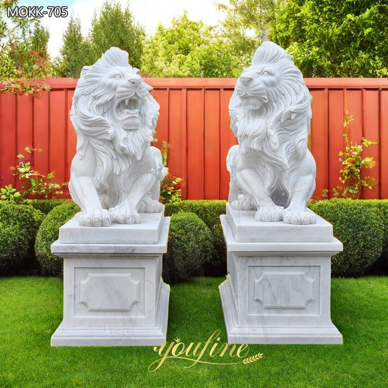 Porch Decoration Marble Animal Lion Statue China Supplier MOKK-705