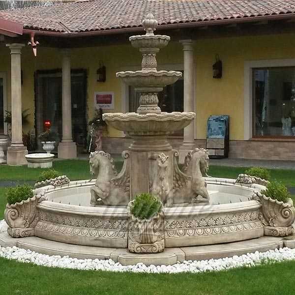 hotel lobby outdoor modern marble tiered water fountains with woman on marble outdoor fountains for sale