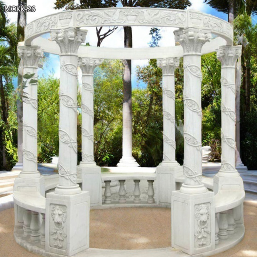 Hand Carved Outdoor White Marble Pavilion for Wedding