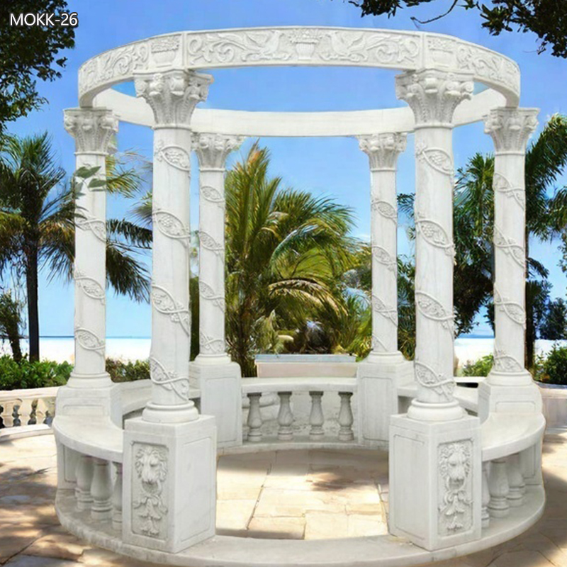 Hand Carved Outdoor White Marble Pavilion for Wedding