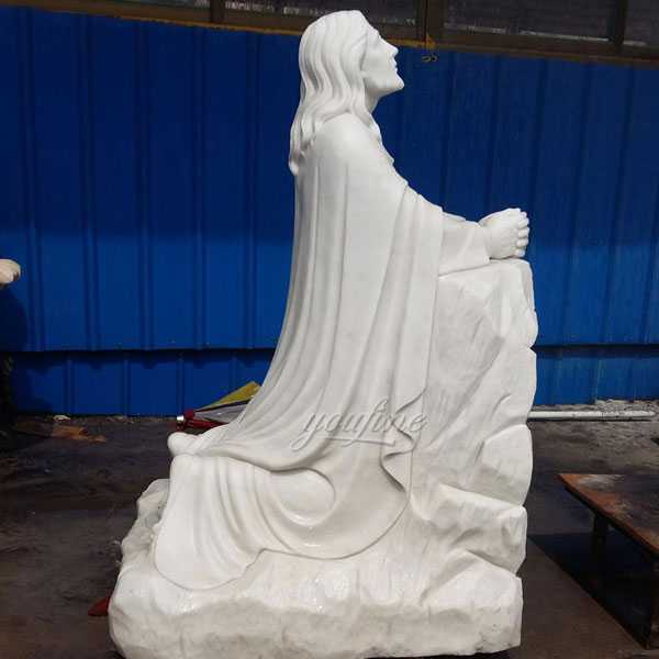 Outdoor Famous Life Size Catholic White Marble Jesus Kneeling in Prayer ...