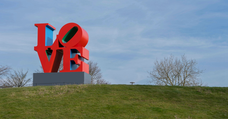 outdoor metal love sculpture