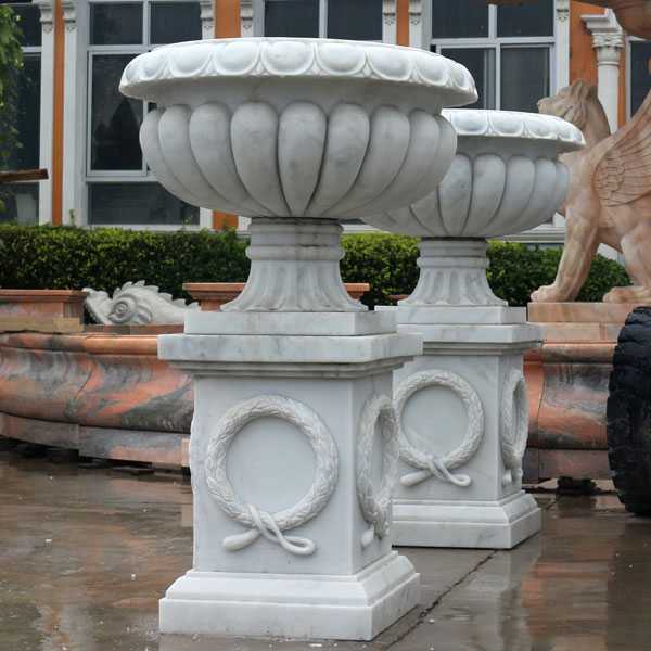 Cheap White Marble Outdoor Flower Pot for Garden Decor for Sale MOKK-40 -  YouFine Sculpture