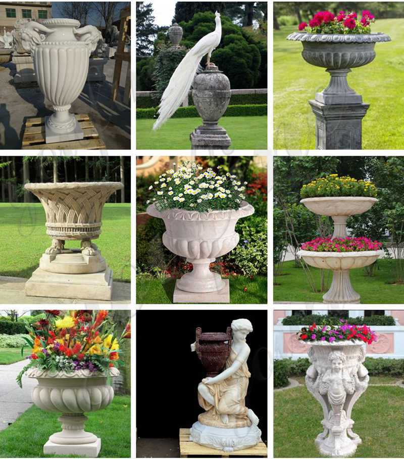 Cheap White Marble  Outdoor Flower Pot  for Garden Decor for 