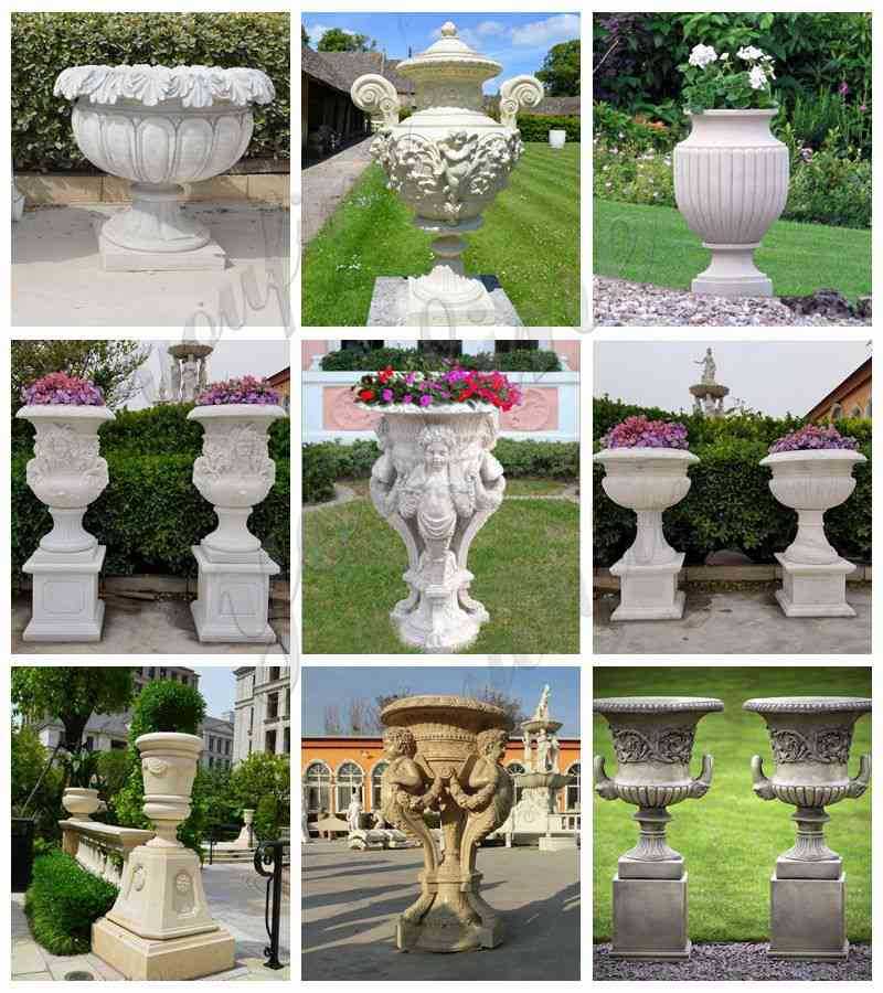 outdoor natural marble planter for garden for sale