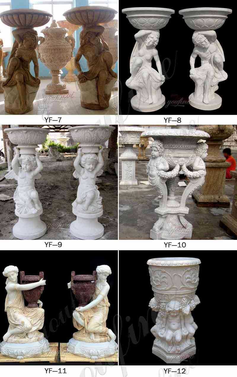 outdoor natural marble planter with angel for garden for sale