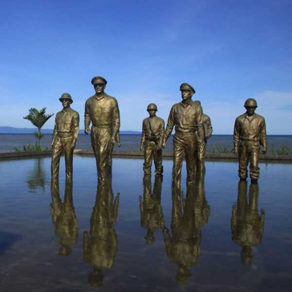 The large famous sculpture MacArthur Landing Memorial Park with seven ...