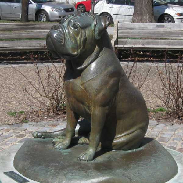 large bronze dog sculpture