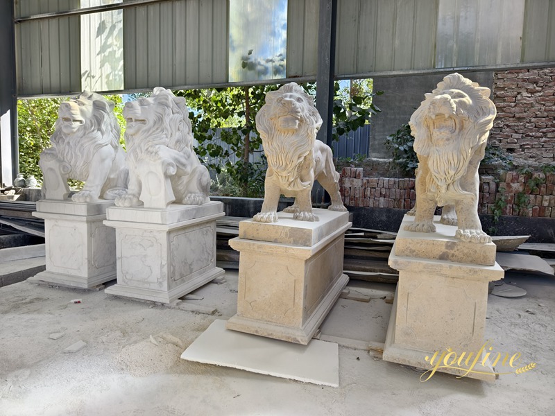 marble guardian lion statue for front porch