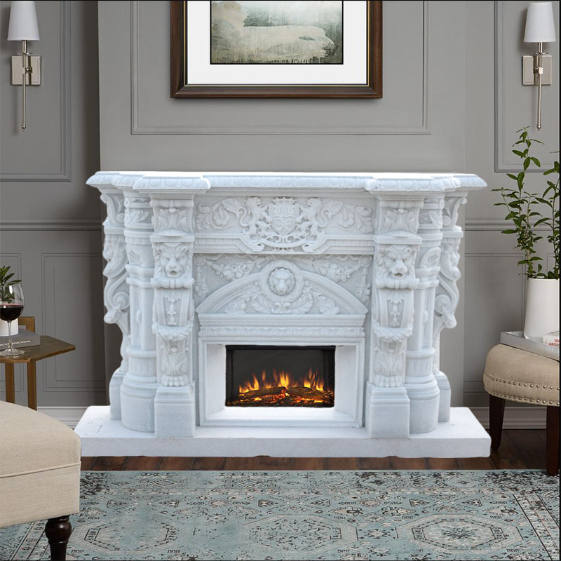 Craigslist Modern Custom Made White Marble Fireplace Mantels for Sale MOKK-129