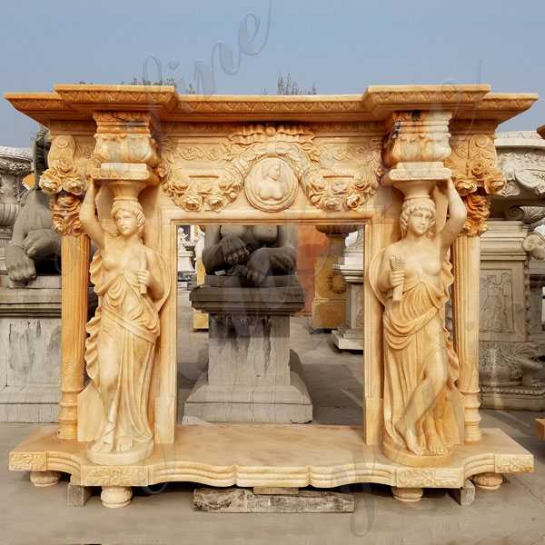 Expensive antique fireplace mantels natural stone yellow fireplace surround outdoor garden decor for sale craigslist--MOKK-132