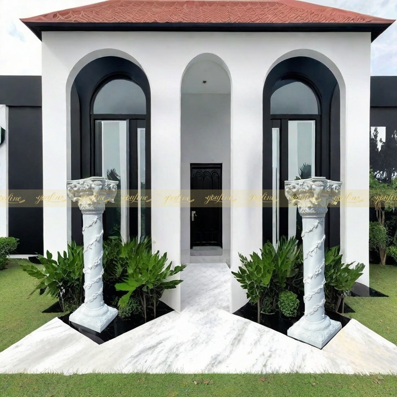 Marble Marble Pillar with Floral Design