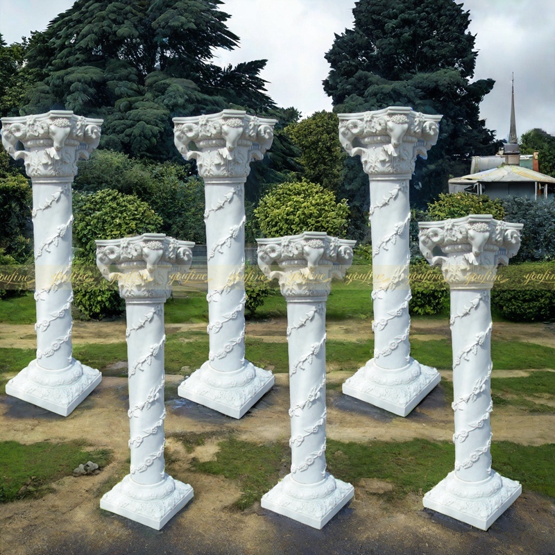 Marble Marble Pillar with Floral Design for Sale MOKK-153