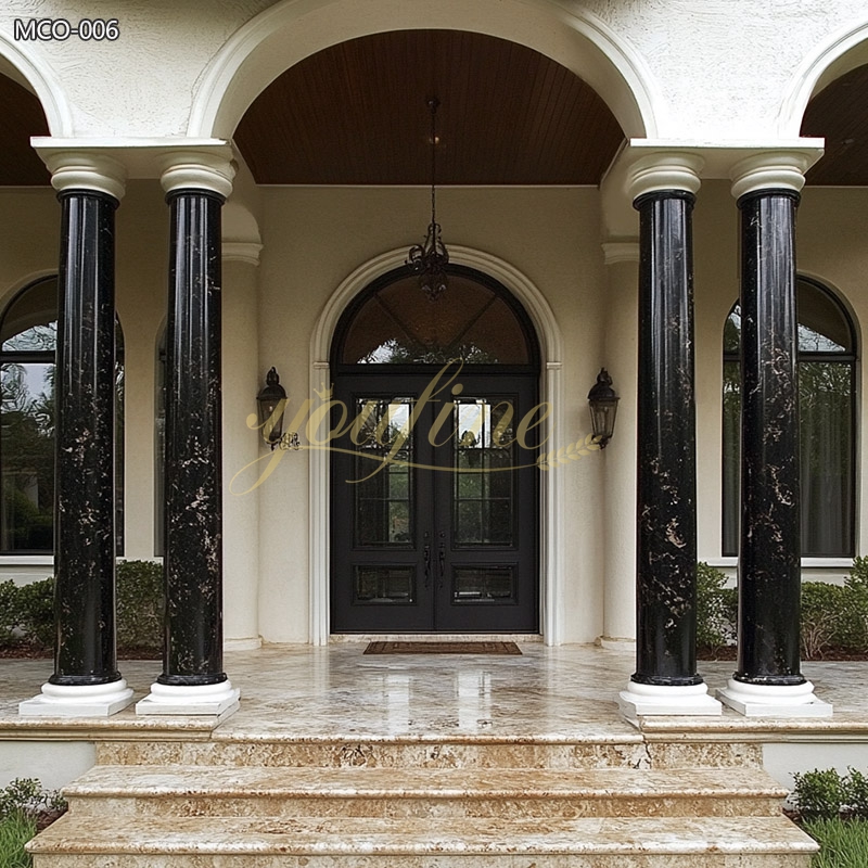 Modern Black Marble Round Porch Columns for Porch for Sale