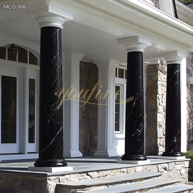 Modern Black Marble Round Porch Columns for Porch