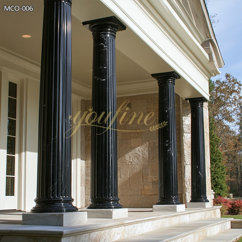 Modern Black Marble Round Porch Columns for Porch