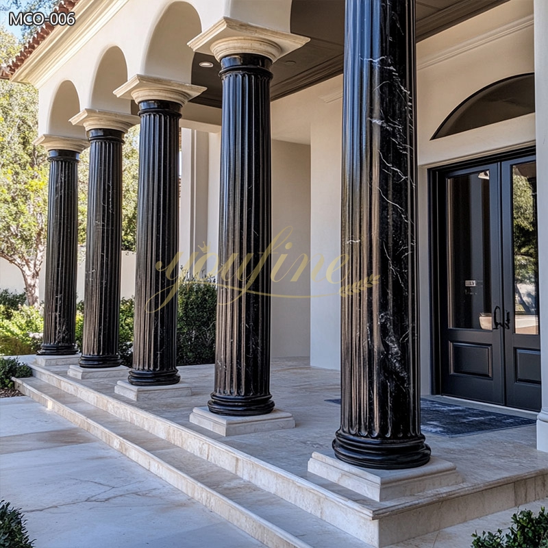 Modern Black Marble Round Porch Columns for Porch for Sale