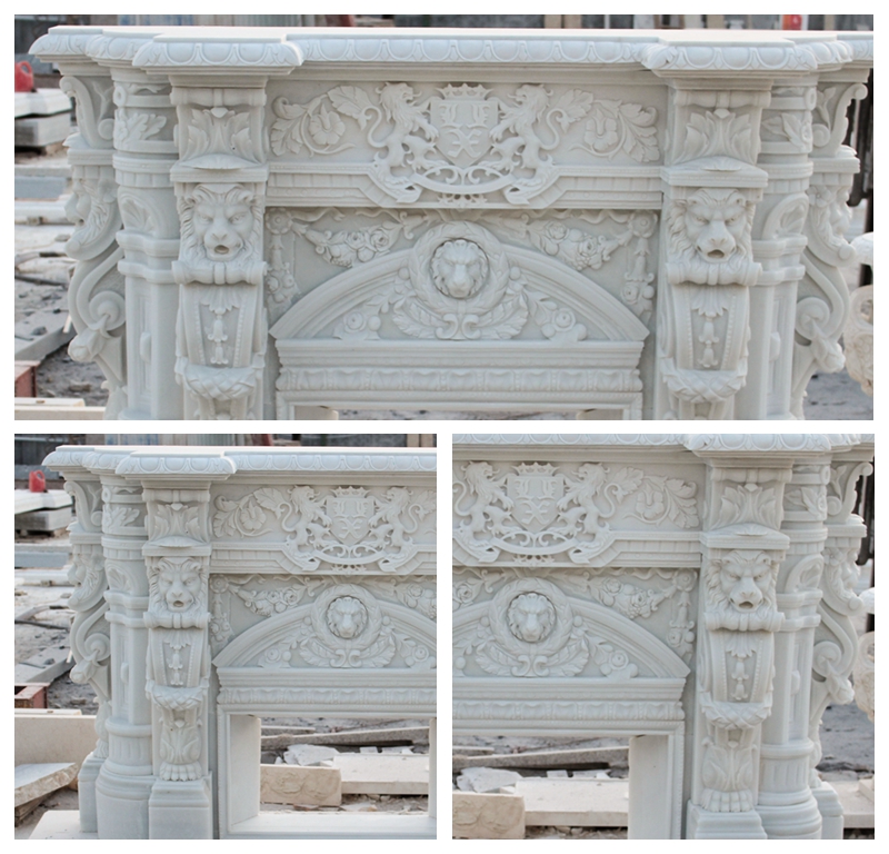  grand luxury natural white marble fireplace