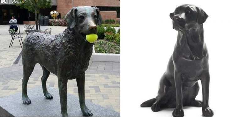 black lab resin statue