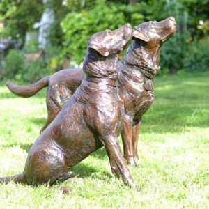 Custom Made Bronze Dog Statue Life Size Black Lab Outdoor Lawn ...