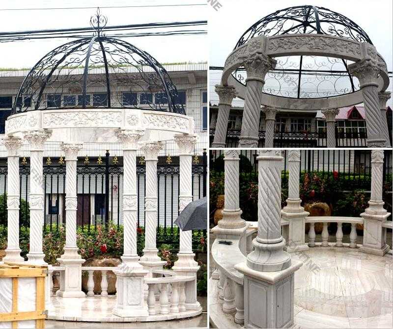 life size white marble gazebo for garden decor for sale