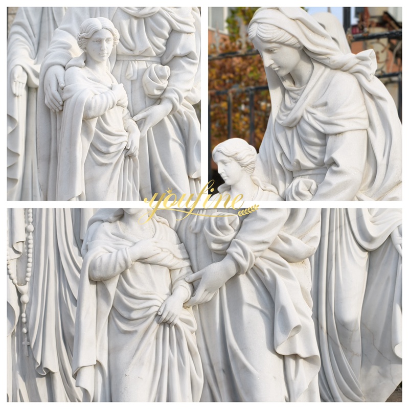 Outdoor Marble St Anne and Mary Statue details