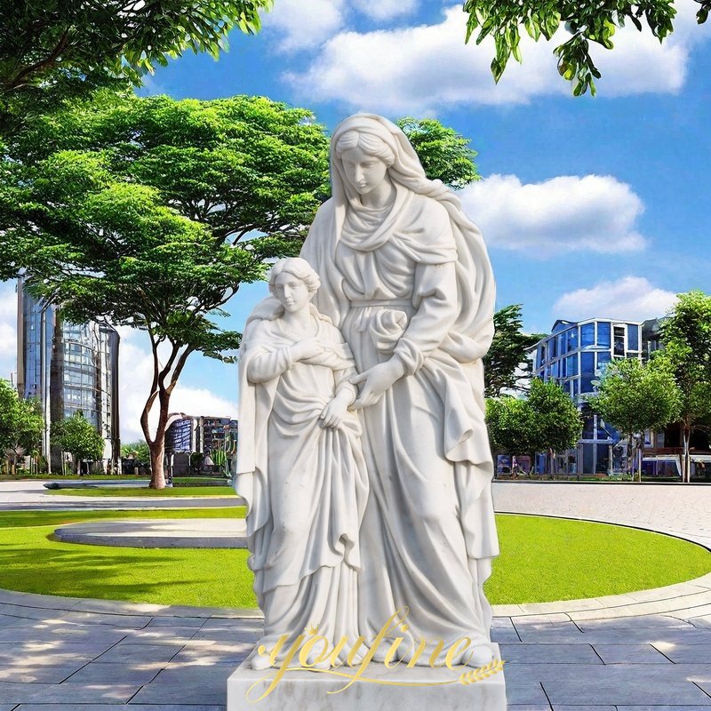 Outdoor Marble St Anne and Mary garden Statue