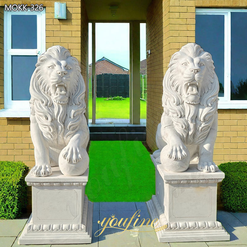 Pair of Big Stone Lion Statue for Home