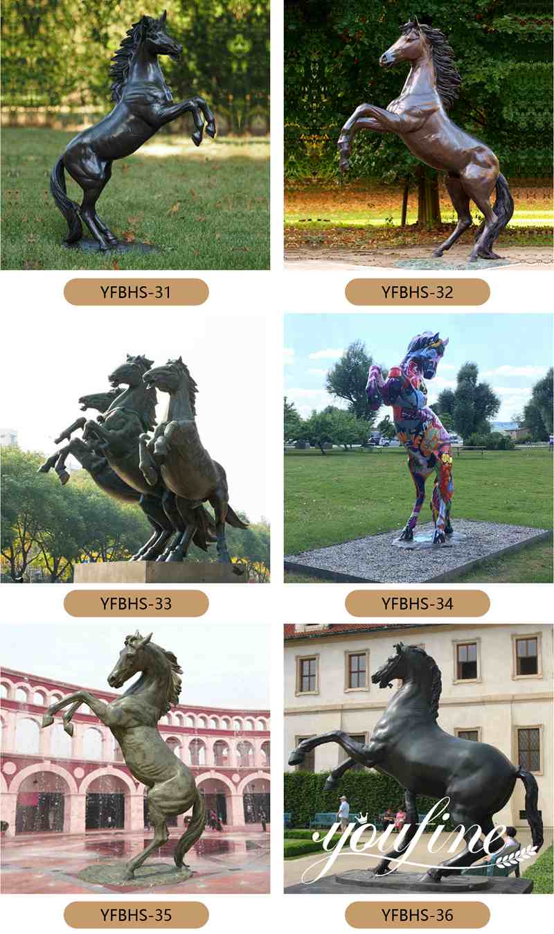 Large Bronze Outdoor Life Size Jumping Hoof Horse Statue For Sale-BOKK-235  - YouFine Sculpture