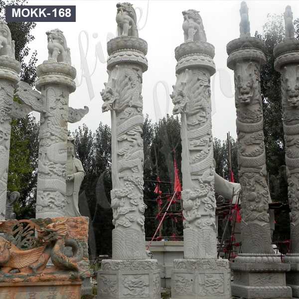 Hand Carved Natural Marble Round Pillar Designs For Temples Buildings MOKK-168