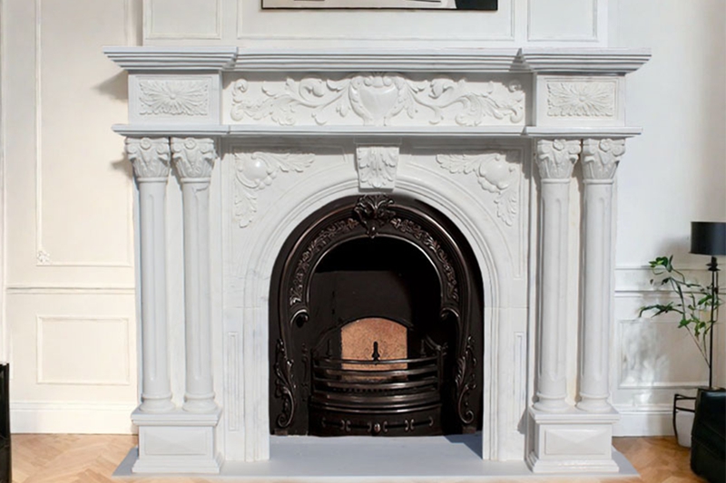 Victorian Natural White Marble Fireplace Surround