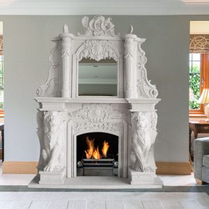 Overmantel natural White Marble Fireplace