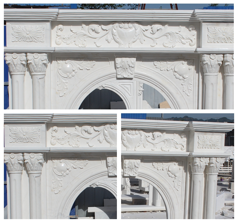 hand carved White Marble Fireplace Surround