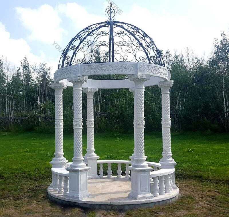 popular white marble gazebo design for garden decor for sale