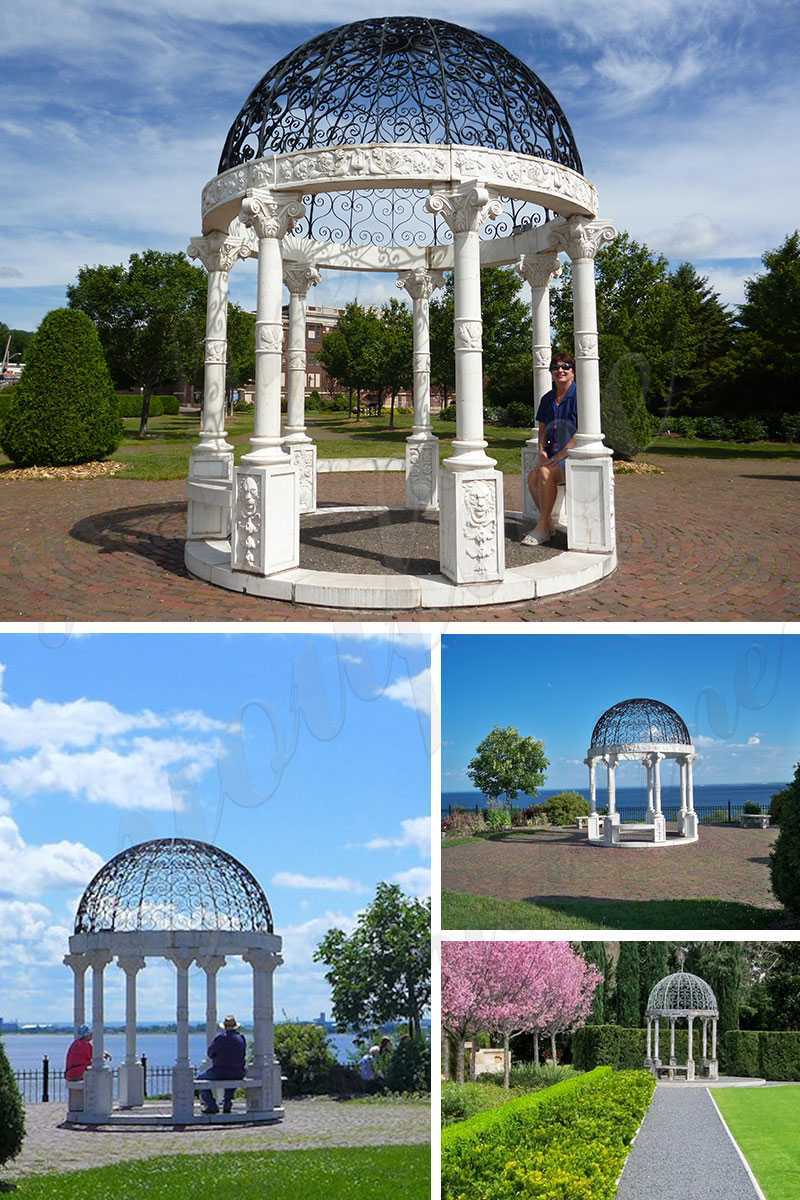 modern white marble gazebo for backyard