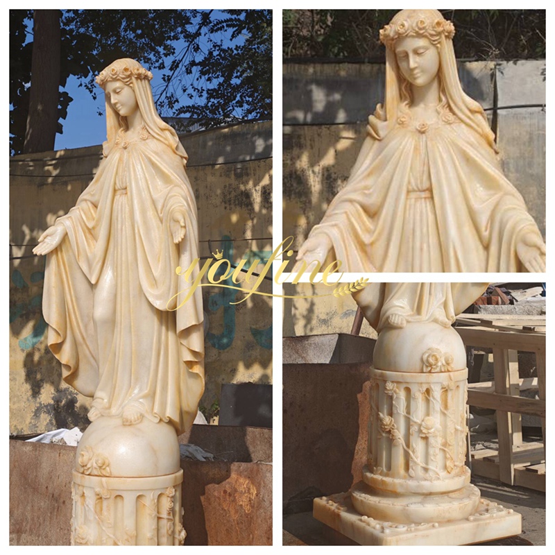 Marble virgin mary statue details