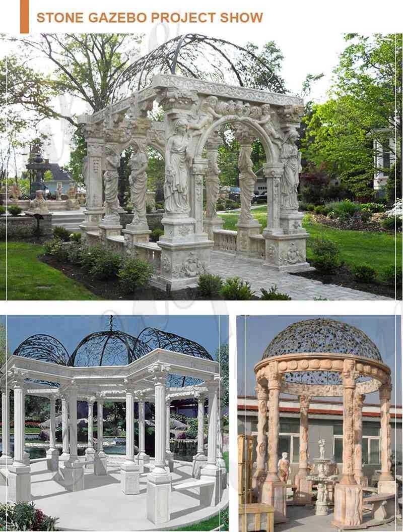 hand carved white stone marble gazebo