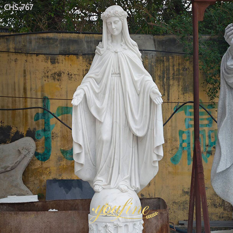 white Marble virgin mary statue