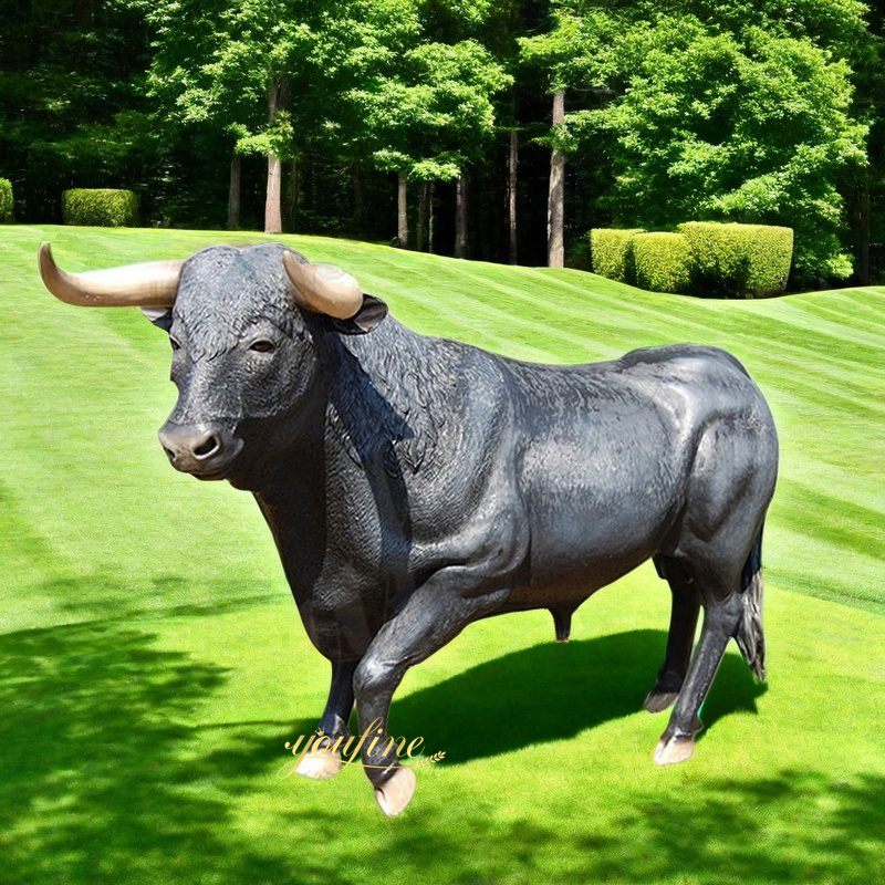 Large black bull statue