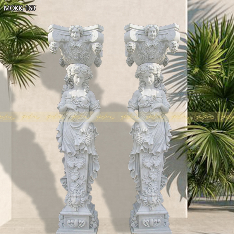 White Marble Front Pillars for House Carved Figures Statue