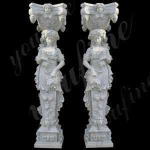 White Marble Front Pillars for House Carved Figures Statue for Sale ...