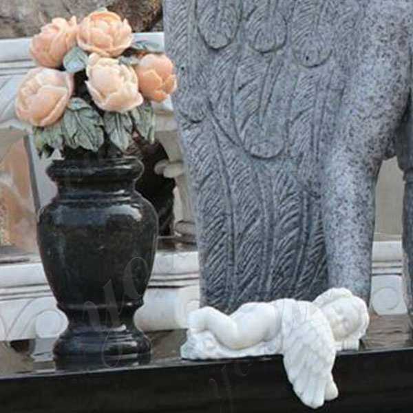 Black Granite Headstone with Wepping Angel