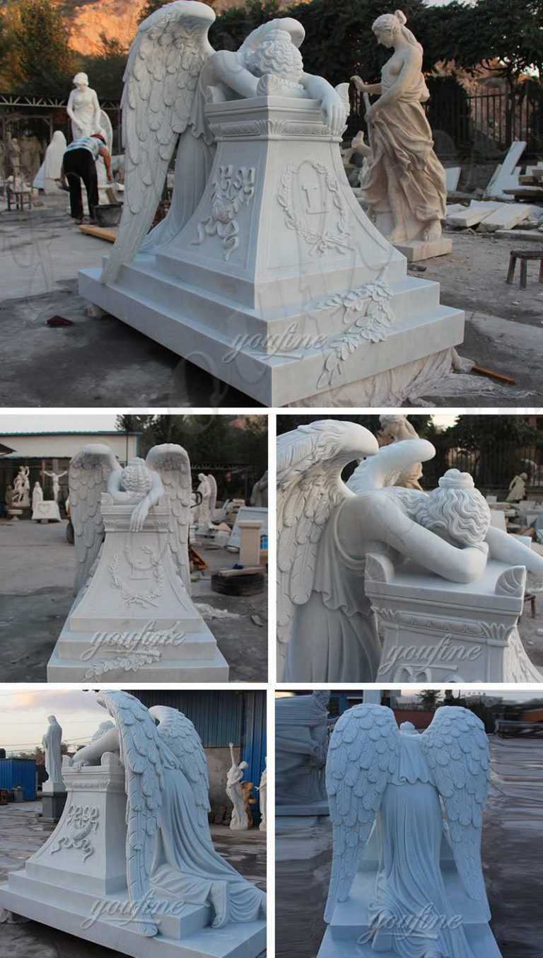 Buy White Marble Monument With Weeping Angel Statue For Cemetery Mokk 416 Youfine Sculpture