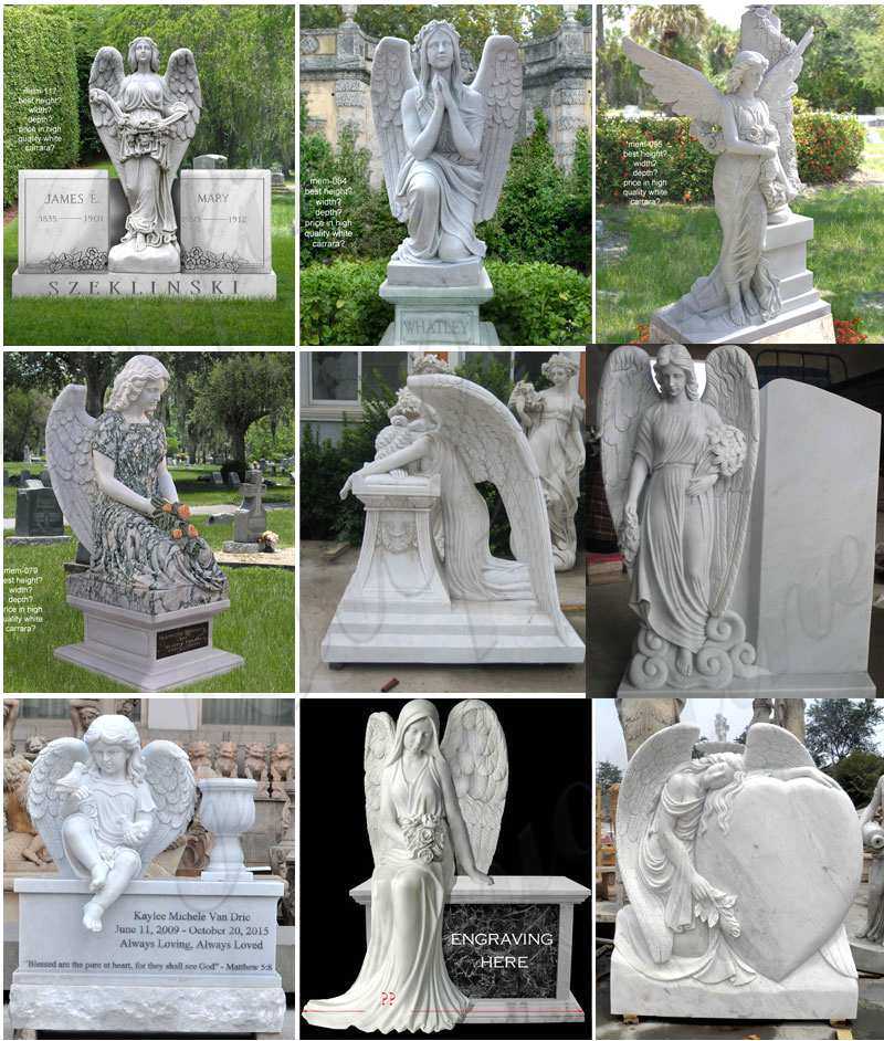 Granite Headstone with Wepping Angel Statue