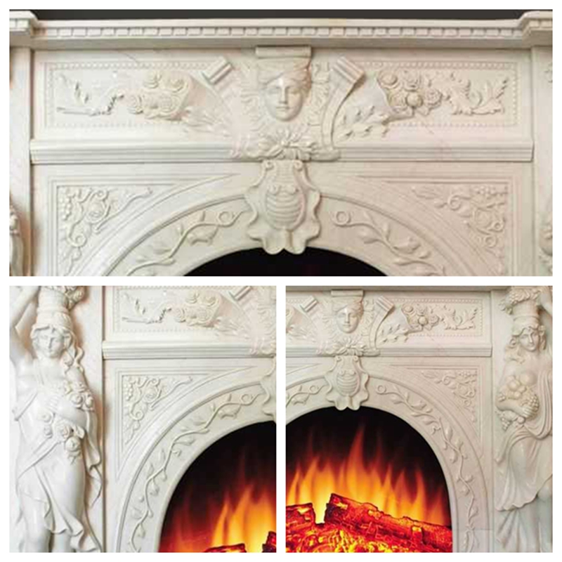 Hand Carved Victorian Marble Fireplace Mantel