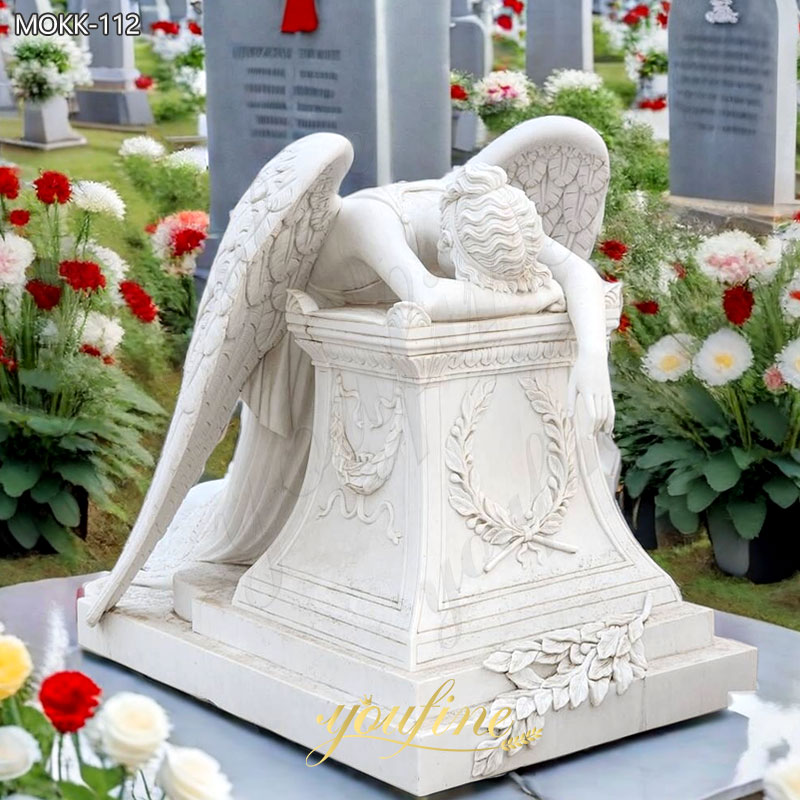 Life Size Marble Weeping Angel Statues Monument Headstone MOKK-112