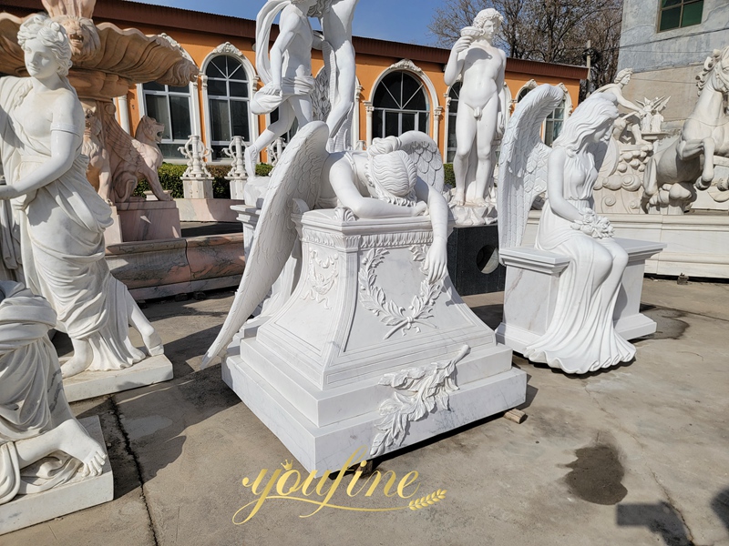 Marble Monument with Weeping Angel Statue