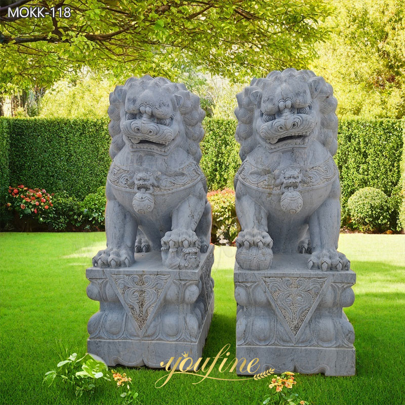 Life Size Chinese Guardian Lions With Ball for Sale MOKK-118