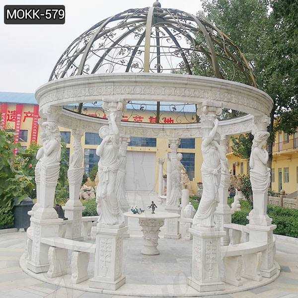 Cheap Price Garden Marble Gazebo with Iron Top