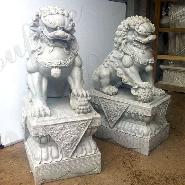 Chinese Foo Dog Marble Statues